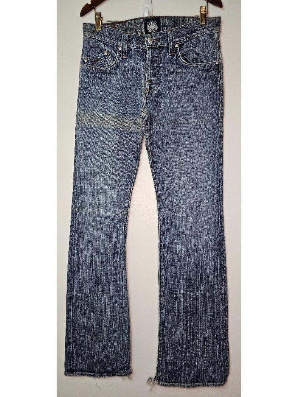 Rock & Republic Jeans 32x32 Bootcut Light Wash Distressed Raw Hem Denim